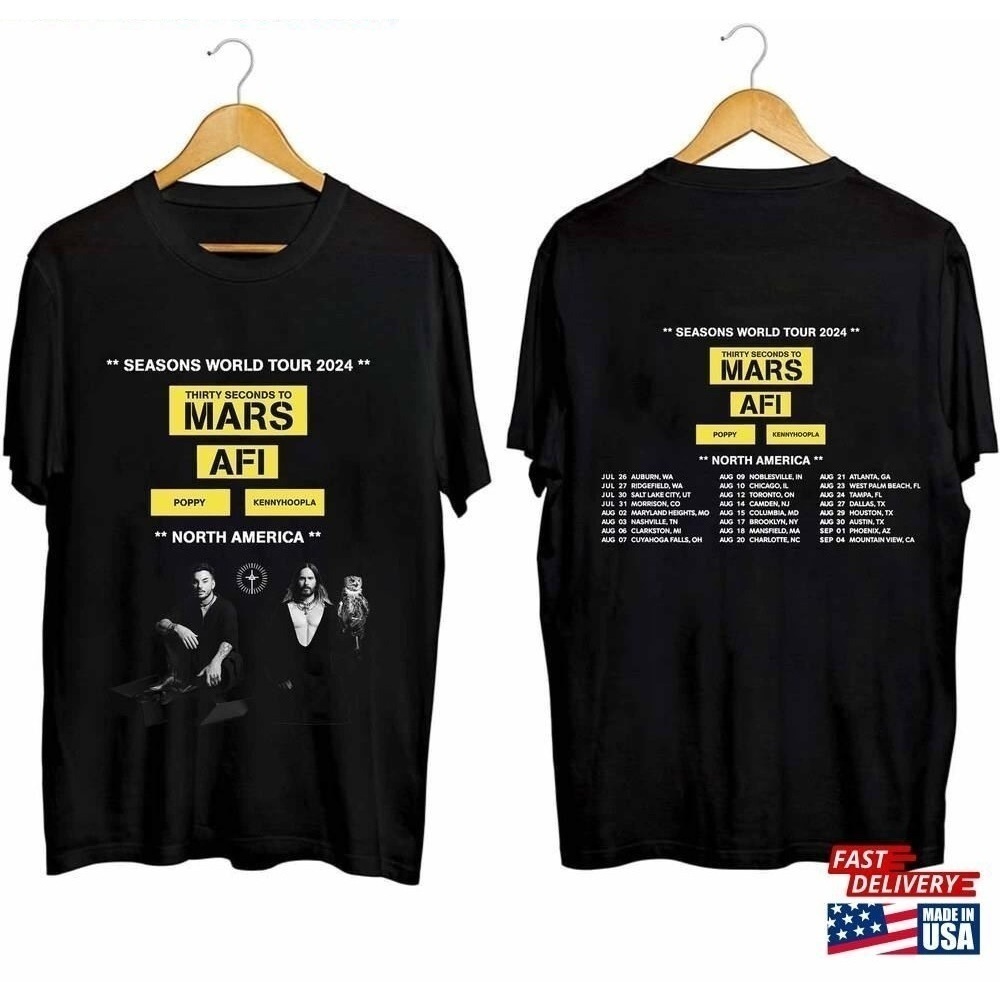 Thirty Seconds To Mars 2024 Tour North America Unisex Tshirt 2 Sided
